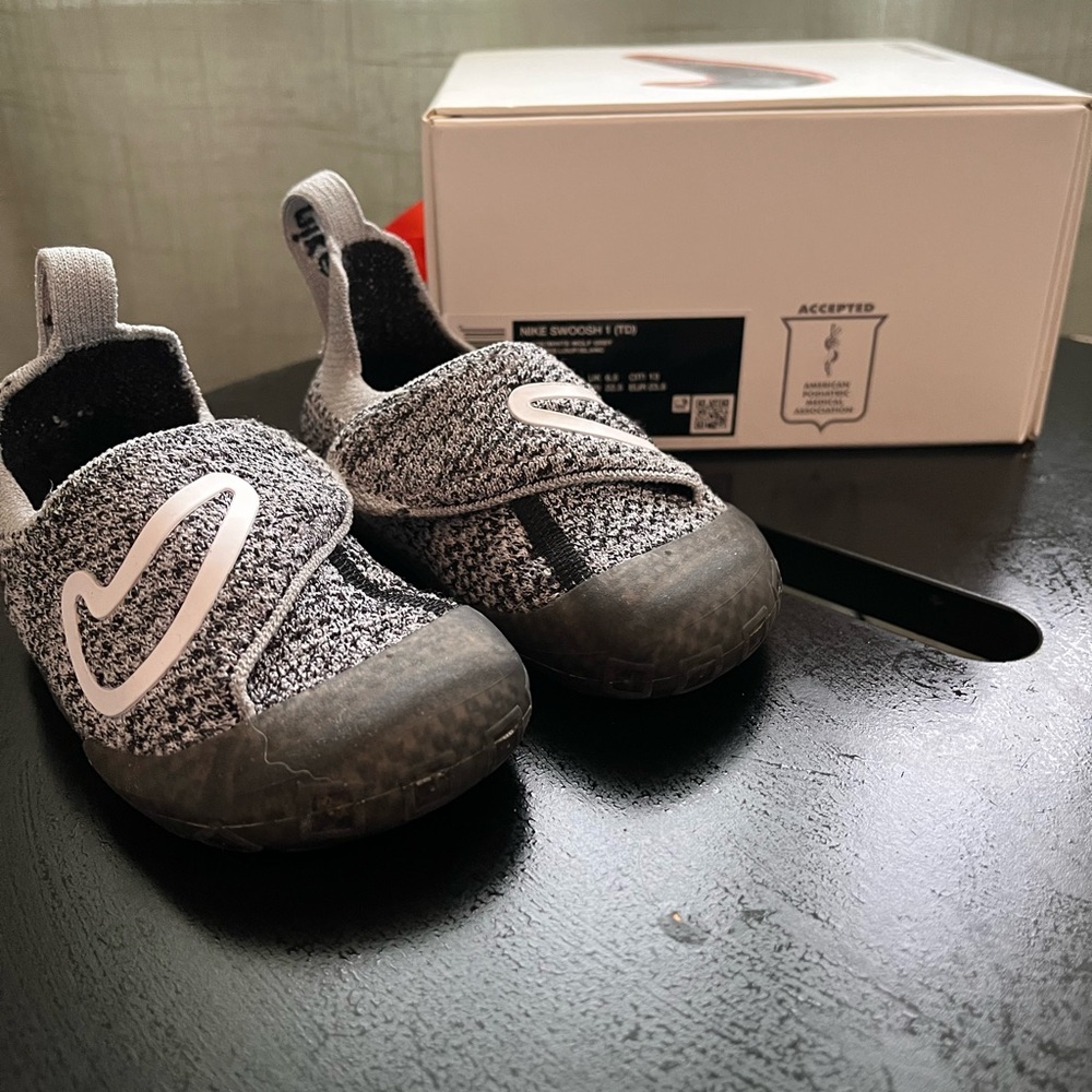 Nike Swoosh Black and Gray Shoes